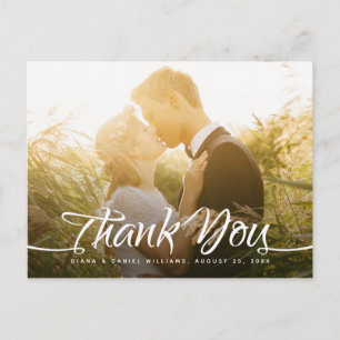 Wedding Thank You Calligraphy Script Custom Photo Postcard