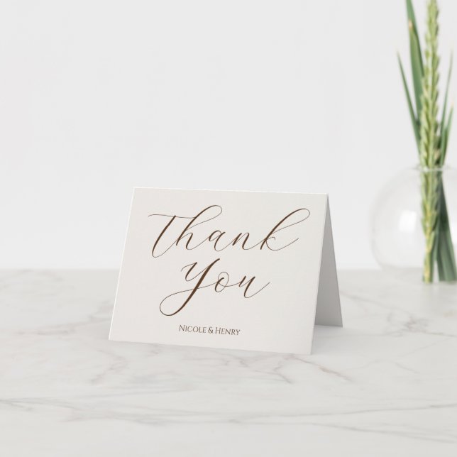 Wedding Thank You Card Calligraphy and Photo (Front)