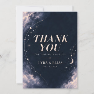 Wedding Thank You Card Celestial Moonlit Silver