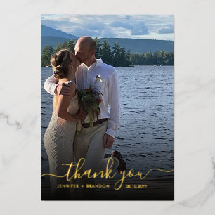 Wedding Thank you card Classy Gold foil overlayed