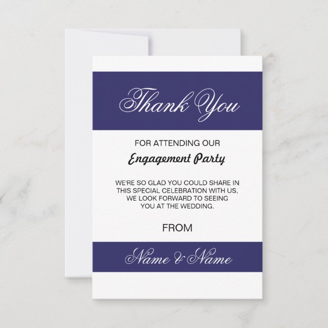 Wedding Thank You Card Navy and White Stripe (Front)