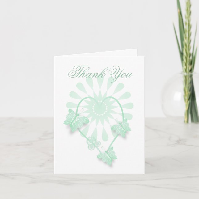 Wedding Thank You Card Peppermint Butterflies (Front)
