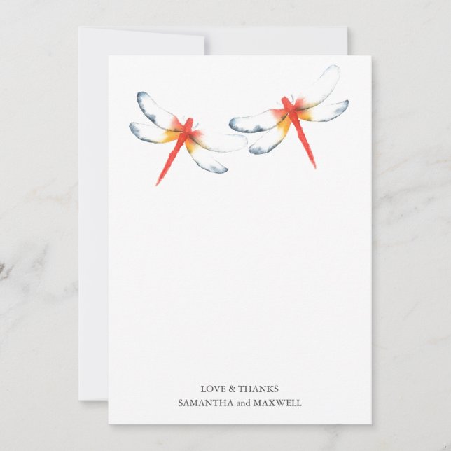 Wedding Thank You Card Red Dragonfly (Front)