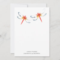 Wedding Thank You Card Red Dragonfly