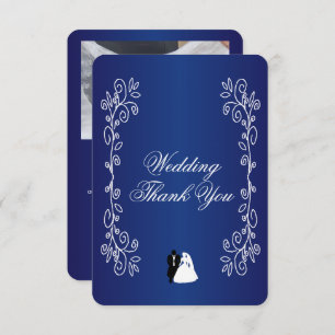 Wedding Thank You Card Royal Blue Bride Groom