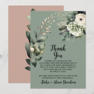 Wedding Thank You Card Sage & Blush Taupe