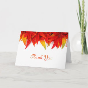 Wedding Thank You Card with Autumn Fall Leaves