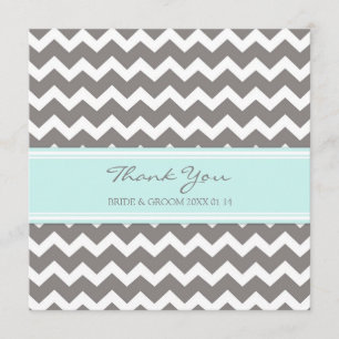 Wedding Thank You Cards Blue Grey Chevron