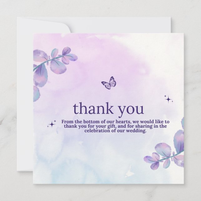 wedding thank you cards budget message Enchanted  (Front)