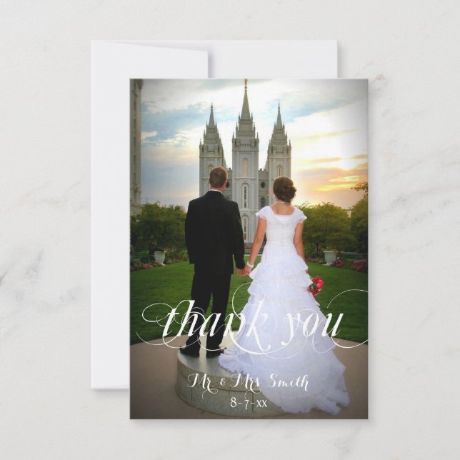 Wedding Thank You Cards, Custom Photo Card (Front)