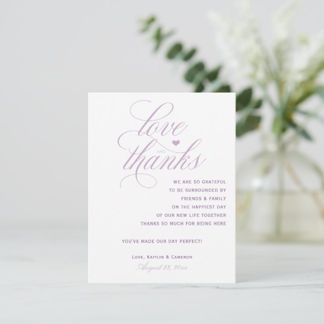 Wedding Thank You Cards for Tables | Lavender (Standing Front)