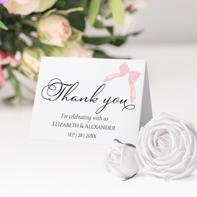 Wedding Thank you Cards | Pink Bow Calligraphy (Creator Uploaded)