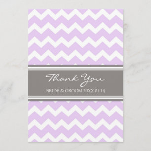 Wedding Thank You Cards Purple Grey Chevron