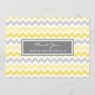 Wedding Thank You Cards Yellow Grey Chevron