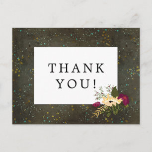 Wedding Thank You Chalkboard Gold Silver Stars Postcard