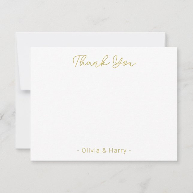 Wedding Thank You Chic Modern White Flat Note Card (Front)