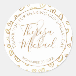 Wedding Thank You Classic Round Sticker