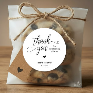  Wedding Thank You Cute Heart Black White Gifts  Classic Round Sticker