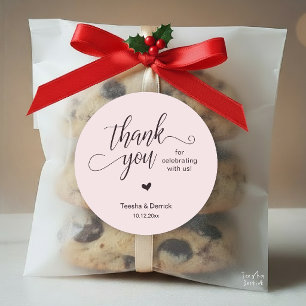  Wedding Thank You Cute Heart Cream Gold Gifts  Classic Round Sticker