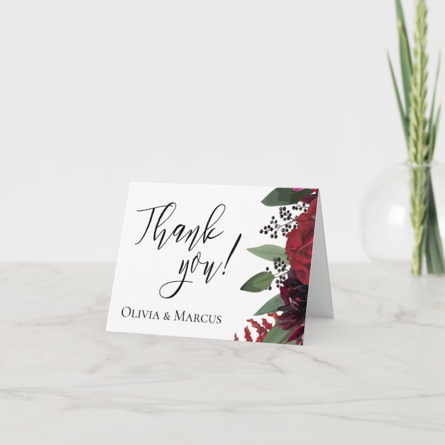 Wedding Thank You  | Elegant Rich Burgundy Marsala (Front)