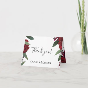 Wedding Thank You Elegant Rich Burgundy Marsala Card