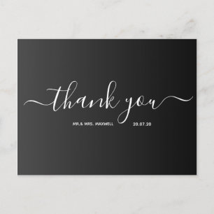Wedding Thank You Elegant Script Postcard