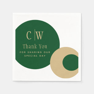 Wedding Thank You Emerald Green Gold Monogrammed Napkin