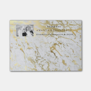 Wedding Thank You Favour Gold Grey Marble Post-it Notes