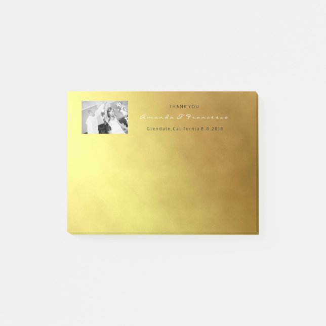 Wedding Thank You Favour Gold Minimal Ombre Post-it Notes (Front)