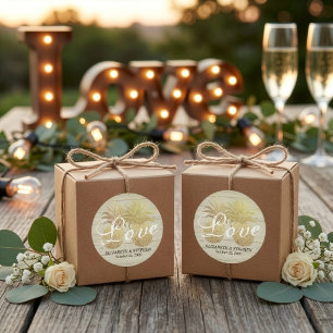 Wedding Thank You Favour Gold Pineapple Rustic Woo Classic Round Sticker