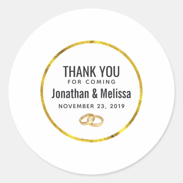 wedding thank you favour template classic round sticker (Front)