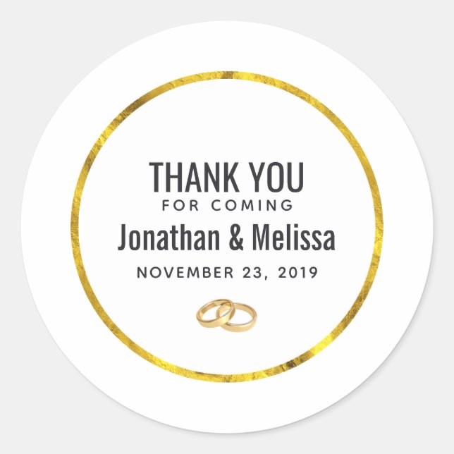 wedding thank you favour template classic round sticker (Front)
