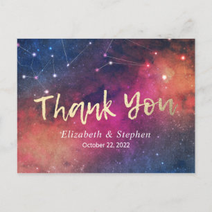 Wedding Thank You Galaxy Star Nebula Constellation Postcard