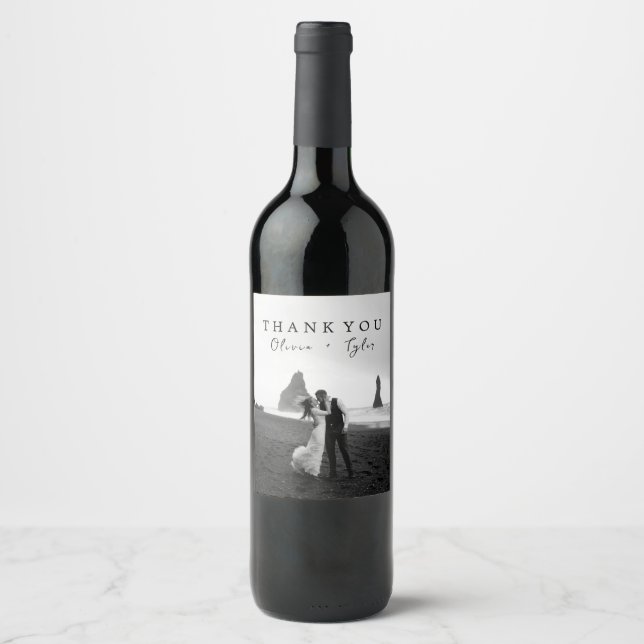 Wedding Thank You Gift Favour Personalized Photo Wine Label (Front)
