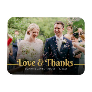 Wedding Thank You Gold Love And Thanks Photo Magnet