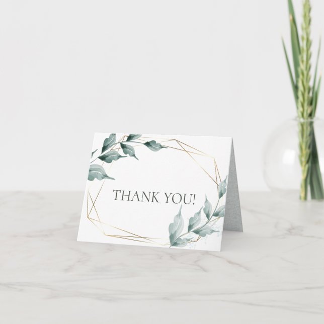 Wedding Thank You  | Greyed Jade Green Botanical Card (Front)