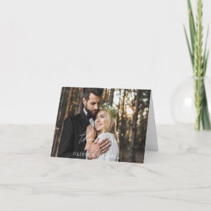 Wedding Thank You Handwritten Photo Elegant Card