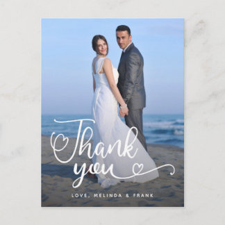 Wedding Thank You | Handwritten Script Over Photo Postcard