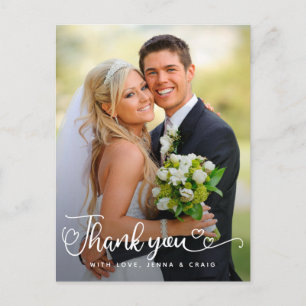 Wedding Thank You Handwritten Script Over Photo Postcard
