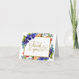 Wedding Thank You   Happiness Watercolor Floral Card