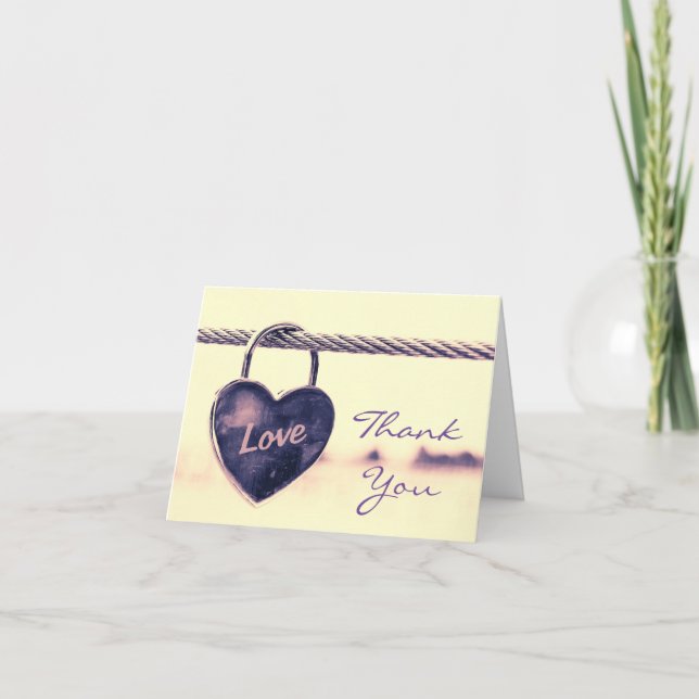 Wedding Thank You Heart Shaped Love Padlock Card (Front)