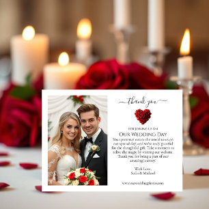 Wedding Thank You- Heart Shaped Red Roses You Card