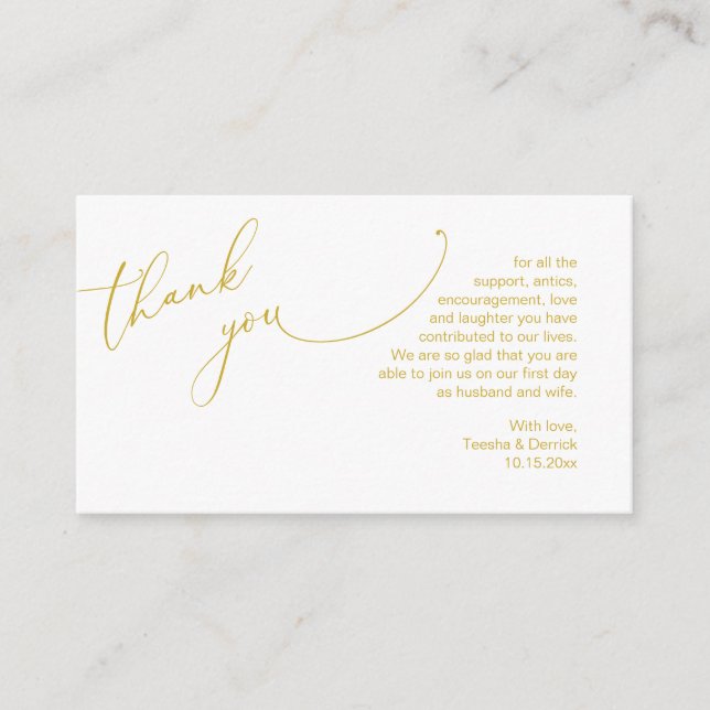 Wedding Thank you, in Modern romantic theme  Enclosure Card (Front)