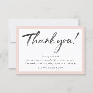 WEDDING THANK YOU ink calligraphy black blush pink
