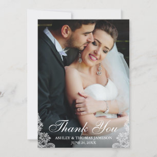 Wedding Thank You Lace Trim Photo Card