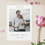 Wedding Thank You Magnet with Photo<br><div class="desc">This simple, stylish modern photo wedding thank you magnet card template features your names in an elegant gold tone called California Gold in a lively handwriting script beneath your photo. The date text below that is a grey tone. You might choose to change the font, punctuation or colour used for...</div>