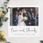 Wedding Thank You Magnet with Photo<br><div class="desc">This simply chic photo wedding thank you magnet template features a crisp modern look and a distinctive square shape. We've given this minimalist design a splash of panache with 'love and thanks' below the photo in black in a flowing script in all lower case that lends a warm, familiar accent....</div>