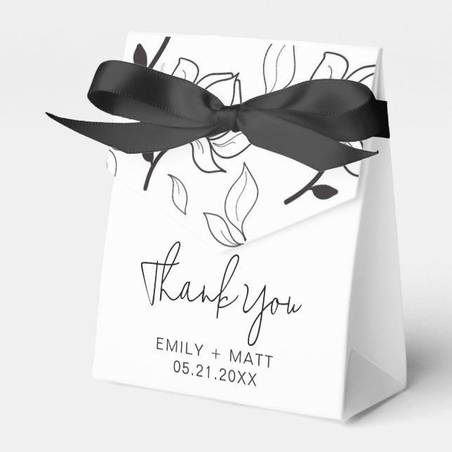 Wedding Thank You Magnolia Floral Favour Boxes (Front Side)