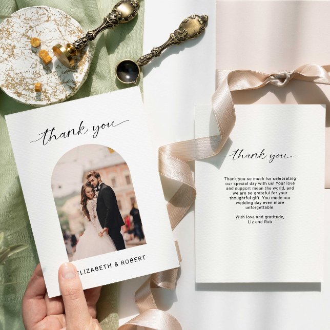 Wedding Thank you Minimal Modern Photo Arch Frame Card (Creator Uploaded)
