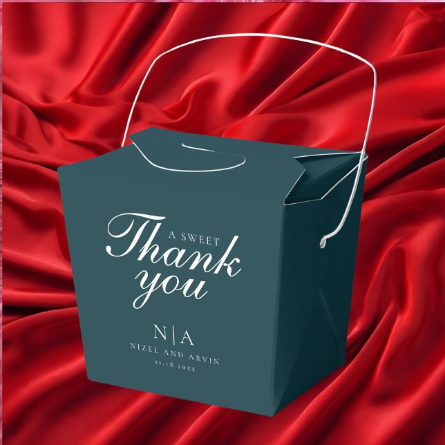 Wedding Thank You Modern Cotton Green Calligraphy Favor Box (Creator Uploaded)